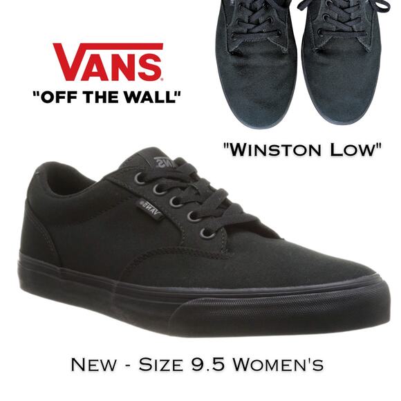 New Vans Winston Low Womens Skate Shoe Sneakers 9.5 Black Canvas Low Top Street - Picture 1 of 11